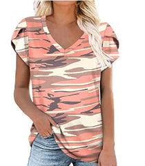 Cathy Womens Kurzärmel Casual T-Shirts gegen Necktife Tee Lose Comfy Tunika Bluse Leicht süß