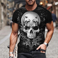 Dark Skull Herren 3D Digital bedrucktes T-Shirt Kurzarm Street Fashion Top