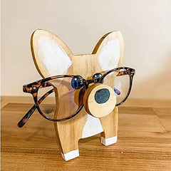 Support de verres drôles, mignon animal créatif fait à la main le porte-lune de la sculpture en bois, cadre de lunettes de bureau de nuit du bureau à domicile (A-3, une taille)