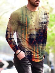 Long Sleeve Shirts for Men, T-Shirt for Men's Fashion Graffiti Printed Long Sleeve Crewneck Shirts Loose Plus Size Tee Tops