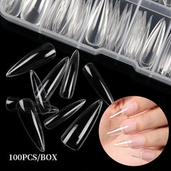 100pcs Boxed Thin and Invisible Nail Art Stickers Transparent Full Nail Stickers Removable False Nail Tips