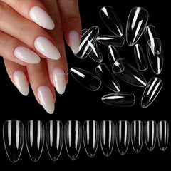 100pcs Boxed Thin and Invisible Nail Art Stickers Transparent Full Nail Stickers Removable False Nail Tips