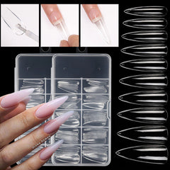 100pcs Boxed Thin and Invisible Nail Art Stickers Transparent Full Nail Stickers Removable False Nail Tips