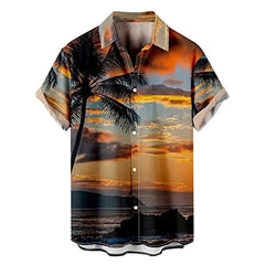 Hawaiian Bowling Shirts for Men 1950s Retro Music Print Summer Casual Short Sleeve Button Up Shirts Relaxed Fit Vintage Tops