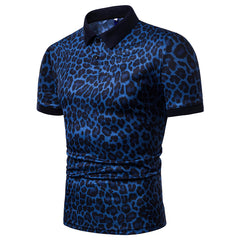 Lars Amadeus Leopard Polo Shirts for Men's Short Sleeves Animal Printed Party Club Golf Shirt