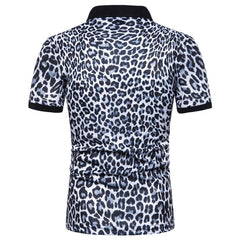 Lars Amadeus Leopard Polo koszulka dla męskich krótkich rękawów.