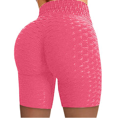 Pantalones cortos Leggings para mujeres Pantalones de yoga que corre Fitness Pants de yoga pliegues con ciclismo de cadera de cintura alta pantalones cortos