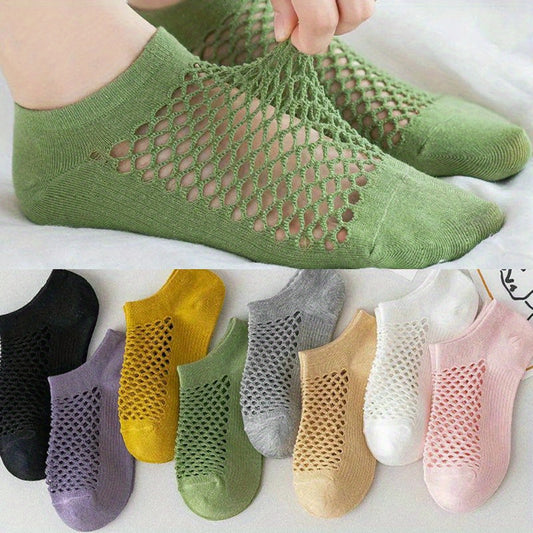 Calcetines de verano para mujeres transpirables y absorbentes de sudor, calcetines de malla cortos, calcetines de botes para mujeres populares