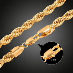 18K Gold plattiert verdrehte Kettenkette und Armband -Set