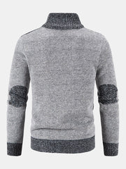 Herren -Farbblock -Pullover Patchwork plus Samt Reißverschluss Cardigan