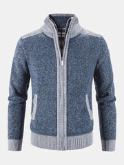 Herren -Farbblock -Pullover Patchwork plus Samt Reißverschluss Cardigan