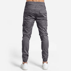 Pantalon de cargaison de mélange de coton masculin avec fermeture de cordon