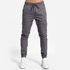 Pantalon de cargaison de mélange de coton masculin avec fermeture de cordon