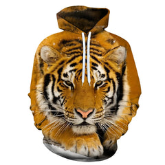 M.O.I Men's Unisex Hoodie Pullover Hoodie Sweatshirt Yellow Gold Rainbow Brown Hooded Tiger Party Daily Holiday 3D Print Plus Size Casual Halloween Spring & Summer Clothing Apparel Hoodies Sweatshirts