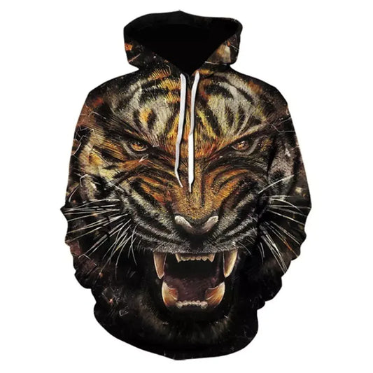 M.O.I Men's Unisex Hoodie Pullover Hoodie Sweatshirt Yellow Gold Rainbow Brown Hooded Tiger Party Daily Holiday 3D Print Plus Size Casual Halloween Spring & Summer Clothing Apparel Hoodies Sweatshirts