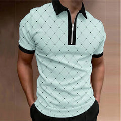 M.O.I Camisa de polo polo de polo para hombres con cremallera de polo estampados gráficos de geometría Apricot de albarico