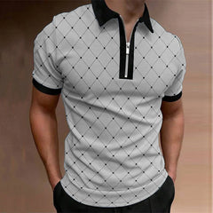 M.O.I Camisa de polo polo de polo para hombres con cremallera de polo estampados gráficos de geometría Apricot de albarico