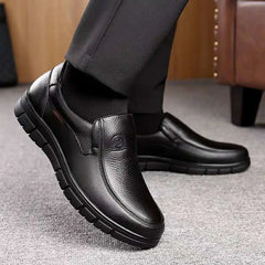 Mens Flat Loafers Leather Driving Slip On Boat Shoes Black Casual Walking Boots