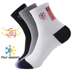 5Pairs Breathable Geometric Printed Mid-Calf Sports Socks