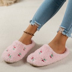 Zapatillas de peluche de mujeres con tacones planos